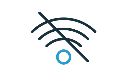 Icon of a crossed out wifi symbol