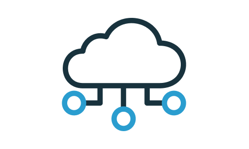 Icon of a cloud with data nodes coming out of it signifying a secure data cloud